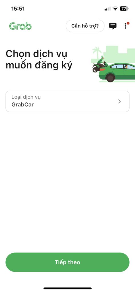 Chọn dịch vụ Grab Car