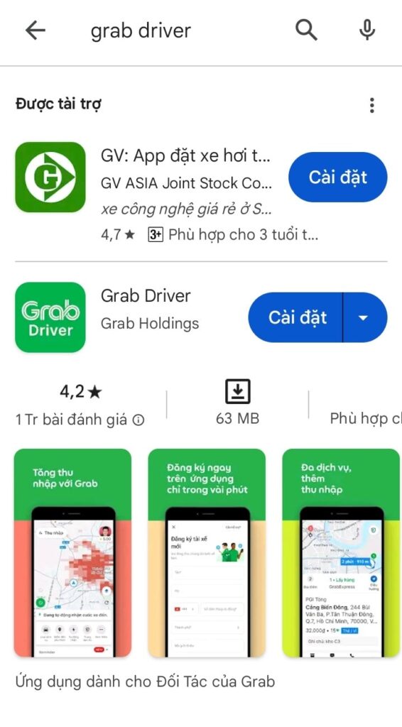 Cài đặt ứng dụng Grab Driver