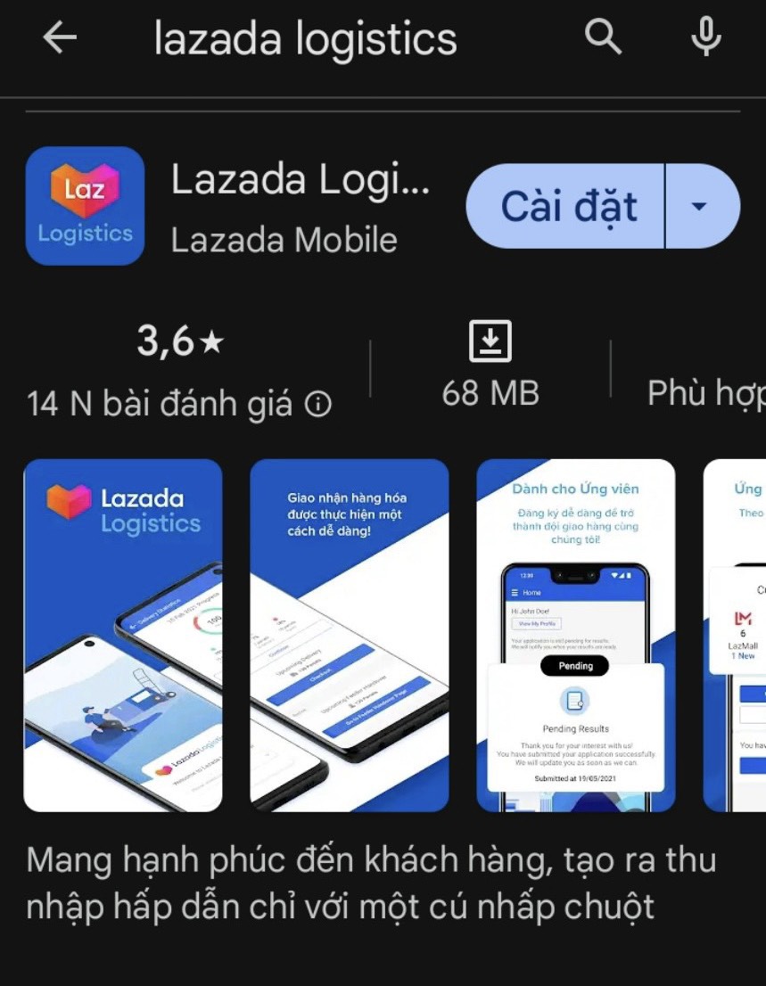 Tải app Lazada Logictics về điện thoại