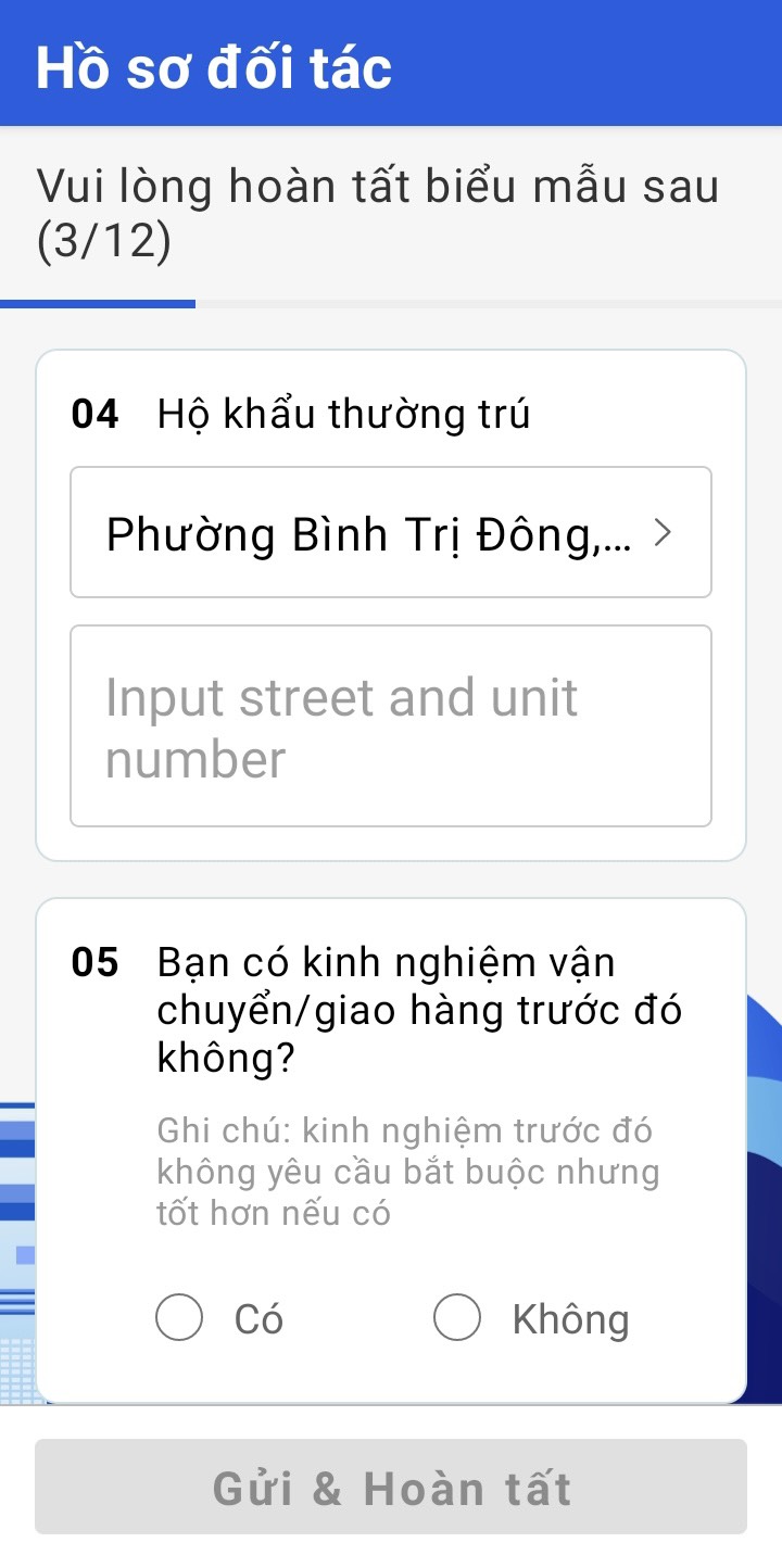 Nhập hộ khẩu thường trú và kinh nghiệm làm việc trước đây của bạn (nếu có)