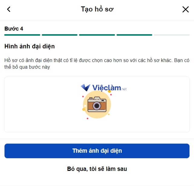 Các bước tạo hồ sơ xin việc làm tại vieclam.net