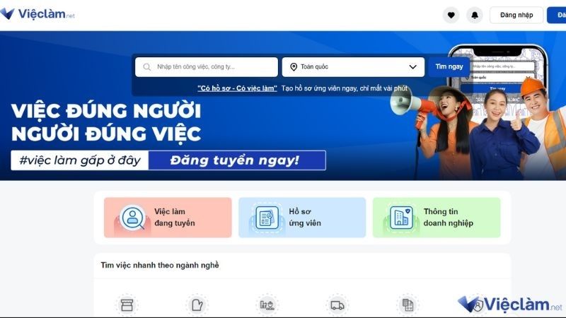 Vieclam.net là trang tuyển dụng uy tín dành cho người tìm việc