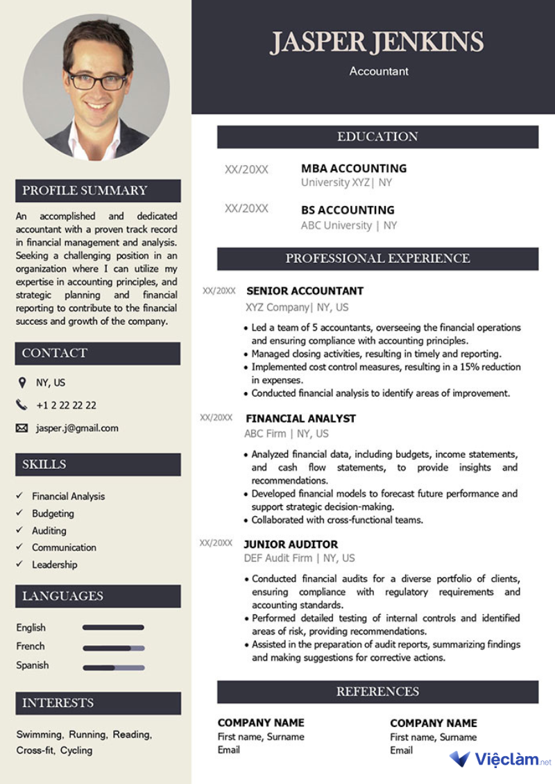 Mẫu CV tiếng Anh 3