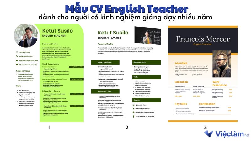 CV English teacher dành cho người có kinh nghiệm giảng dạy nhiều năm