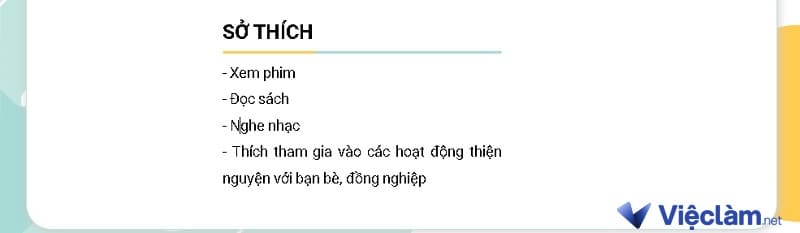 Tham khảo cách trình bày sở thích cá nhân