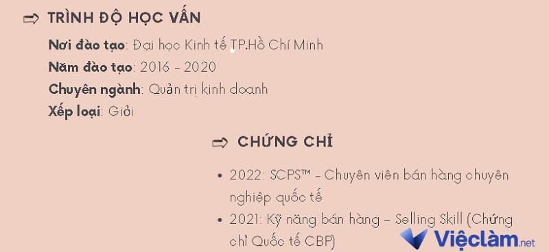 Trình độ học vấn và chứng chỉ không mang tính quyết định nhưng bạn vẫn nên ghi rõ ràng thông tin này ra