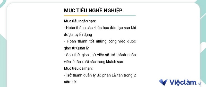 Cách ghi mục tiêu nghề nghiệp ngắn hạn và dài hạn