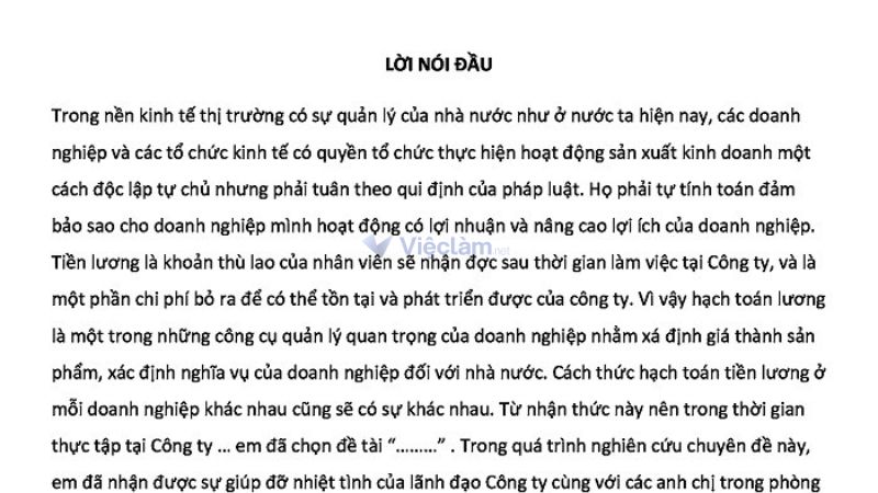 Lời mở đầu báo cáo