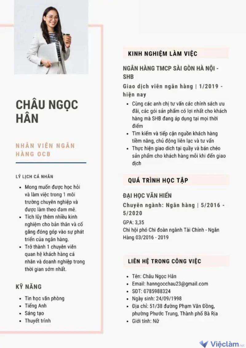 CV xin việc ngân hàng OCB