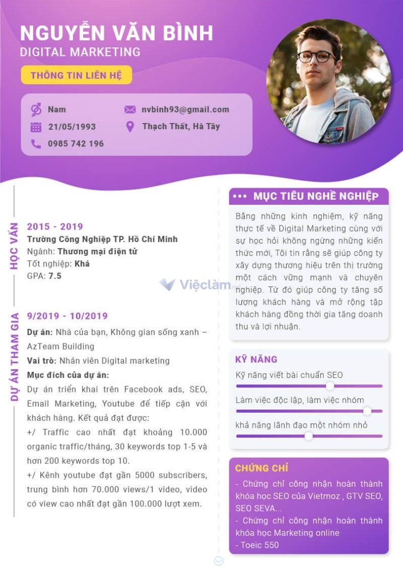 các mẫu CV xin việc online