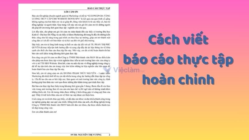 Cách viết báo cáo thực tập hoàn chỉnh