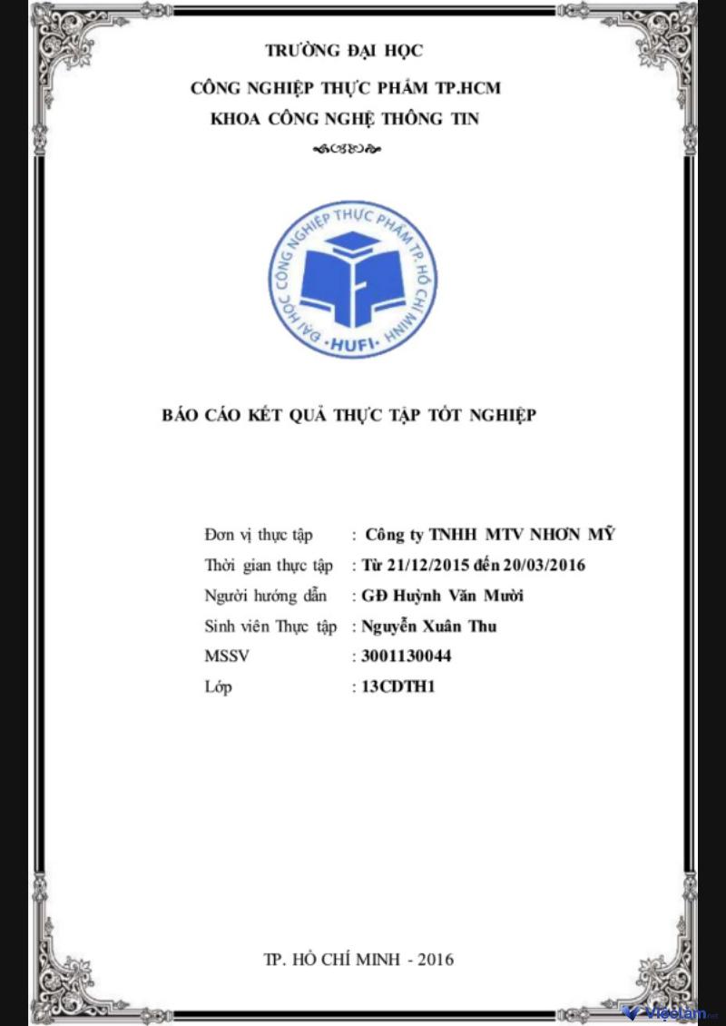 Báo cáo thực tập ngành công nghệ - thông tin