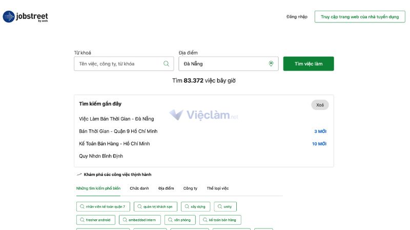 JobStreet là trang web tuyển dụng với hơn 800.000 lượt truy cập/ tháng