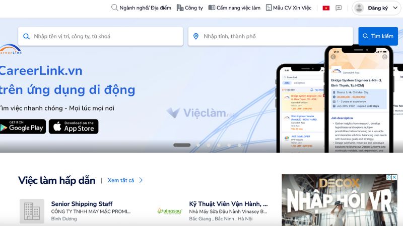 Careerlink là trang đăng tin tuyển dụng đa quốc gia