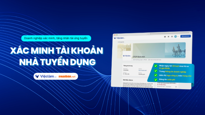 Xác minh tài khoản nhà tuyển dụng trên Vieclamnet