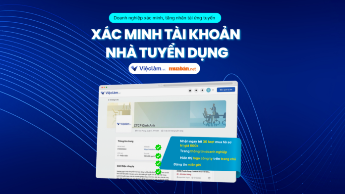 Xác minh tài khoản nhà tuyển dụng trên Vieclamnet