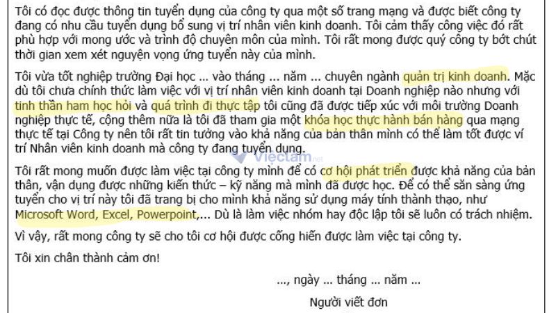 Hãy nêu các thông tin như chuyên ngành, kỹ năng để thuyết phục nhà tuyển dụng