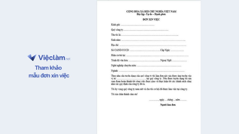 Mẫu đơn xin việc tham khảo