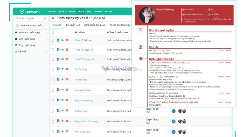 Top 15 phần mềm quản lý tuyển dụng được tin dùng nhất hiện nay Fastwork Hiring có thiết kế giao diện trực quan, dễ thao tác