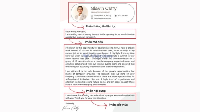 Cách viết Cover Letter Tiếng Anh chuyên nghiệp gây ấn tượng Cover Letter bao gồm những mục nào?