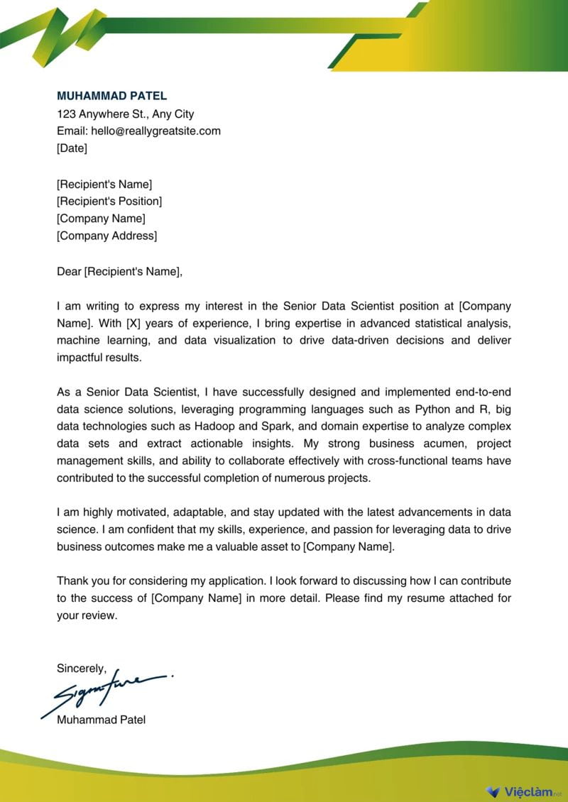 Cách viết Cover Letter Tiếng Anh chuyên nghiệp gây ấn tượng Những mẫu Cover Letter bằng tiếng Anh phù hợp với từng ngành nghề