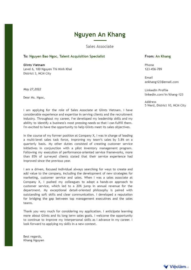 Cách viết Cover Letter Tiếng Anh chuyên nghiệp gây ấn tượng Những mẫu Cover Letter bằng tiếng Anh phù hợp với từng ngành nghề