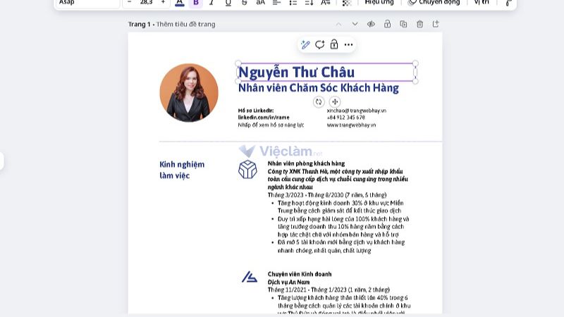 Hướng dẫn cách làm CV trên Canva tạo ấn tượng và chuyên nghiệp Việc chọn mẫu có sẵn là cách làm CV trên Canva khá đơn giản, bạn chỉ cần điều chỉnh thông tin có sẵn