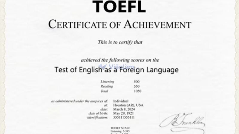 Các loại chứng chỉ tiếng Anh quốc tế phổ biến và điểm thi tương ứng Chứng chỉ TOEFL