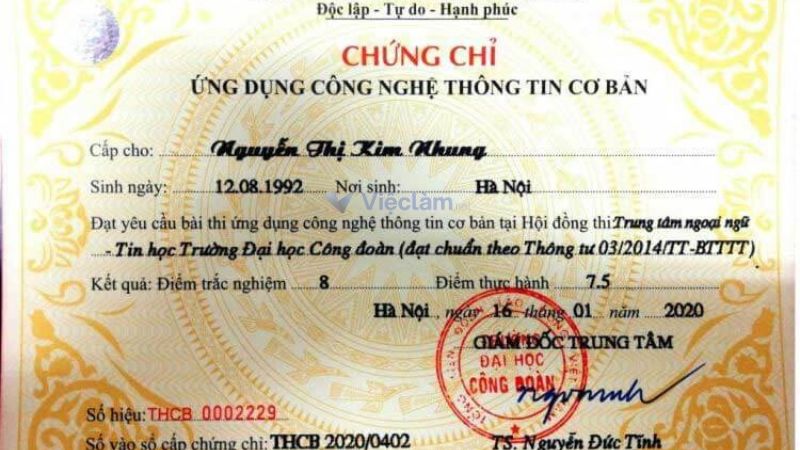 Các loại chứng chỉ tin học phổ biến và được công nhận tại Việt Nam 2025 Chứng chỉ theo Thông tư 03 Bộ Thông tin & Truyền thông