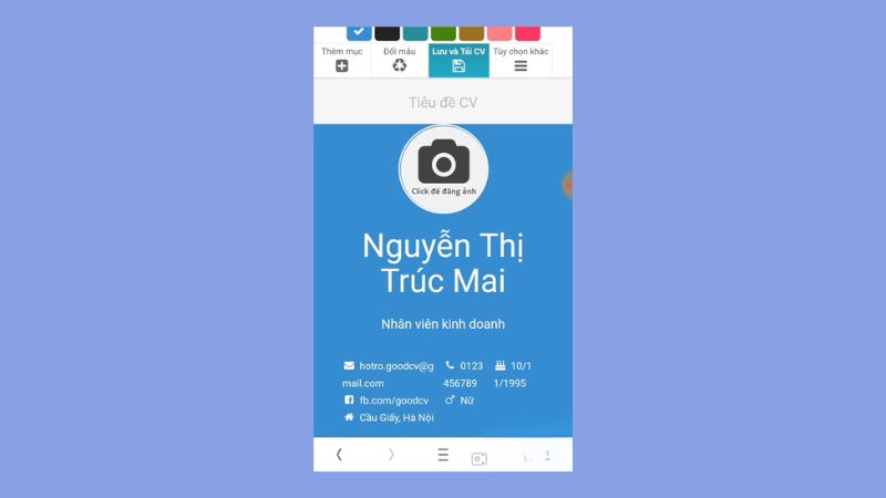 Bước 2: Chọn mẫu CV trên điện thoại