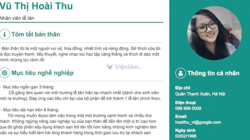 Cách giới thiệu bản thân trong CV ghi điểm tuyệt đối Phần thông tin liên lạc trong CV cần được trình bày đầy đủ và chính xác.