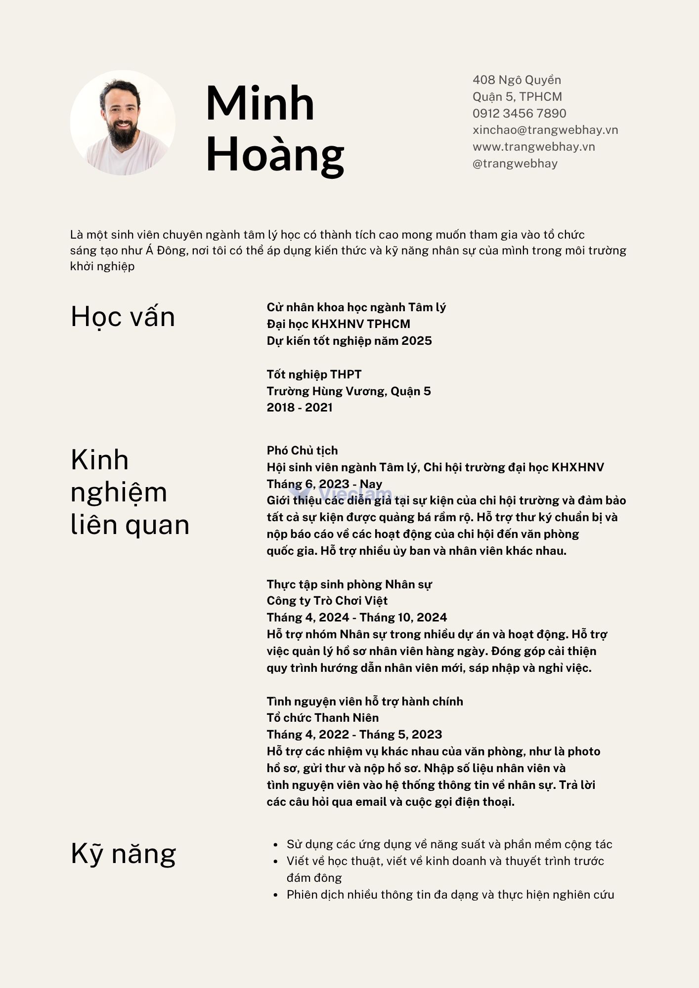 Cách viết CV cho sinh viên năm nhất hiệu quả Mẫu CV thanh lịch, hiện đại