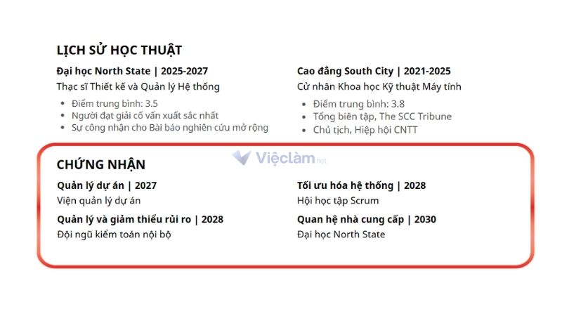 Cách viết CV cho sinh viên năm nhất hiệu quả Chứng chỉ liên quan