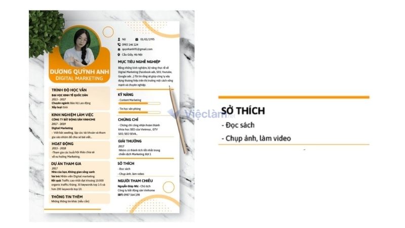 Cách viết CV cho sinh viên năm nhất hiệu quả Sở thích cá nhân