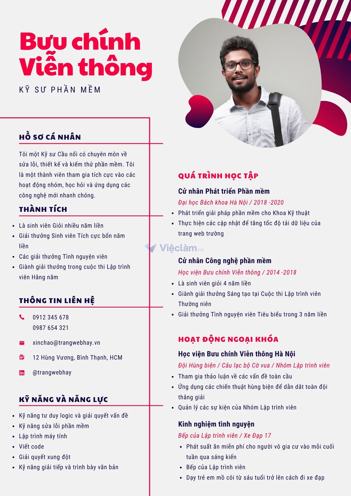 Cách viết CV cho sinh viên năm nhất hiệu quả Mẫu CV tập trung kỹ năng và hoạt động ngoại khóa