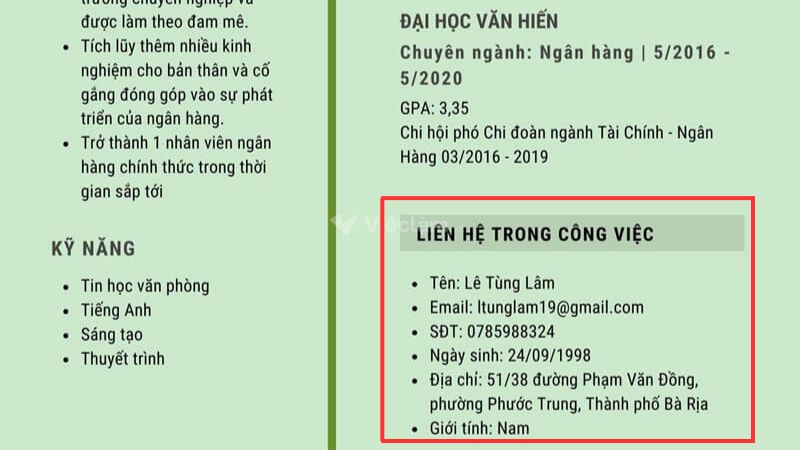 Cách viết CV xin thực tập phần người tham khảo