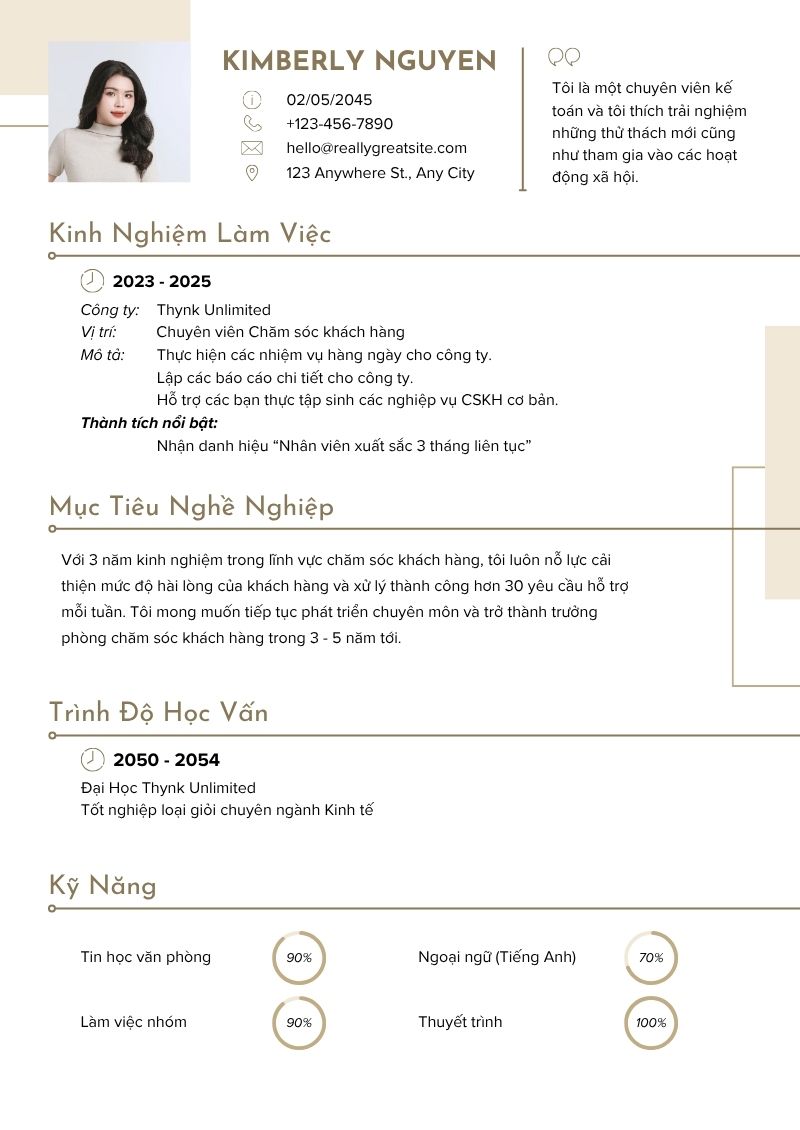 Hướng dẫn cách viết mục tiêu nghề nghiệp chăm sóc khách hàng trong CV Mục tiêu nghề nghiệp cho người có kinh nghiệm