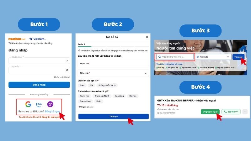 Hướng dẫn tìm việc làm uy tín tại Cần Thơ trên Vieclam.net