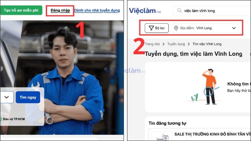 Danh sách các trung tâm giới thiệu việc làm Vĩnh Long và thông tin liên hệ Đăng nhập và sử dụng bộ lọc tìm việc tại Vĩnh Long