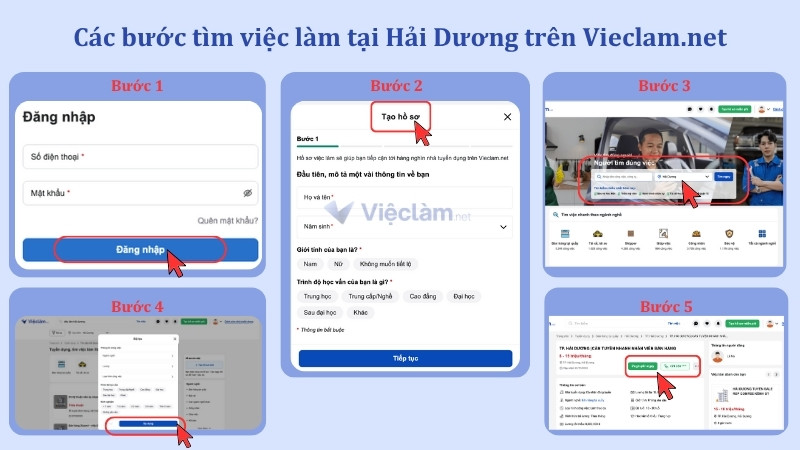 Các bước tìm việc làm tại Hải Dương trên Vieclam.net