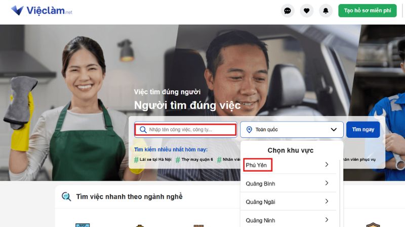 Các bước tìm việc làm online tại Phú Yên trên Vieclam.net