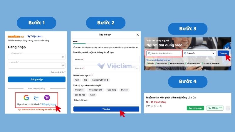 4 bước tìm việc làm tại Lào Cai trên Vieclam.net