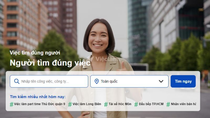 Giao diện của website chuyên đăng tin tuyển dụng và tìm việc miễn phí, uy tín Vieclam.net
