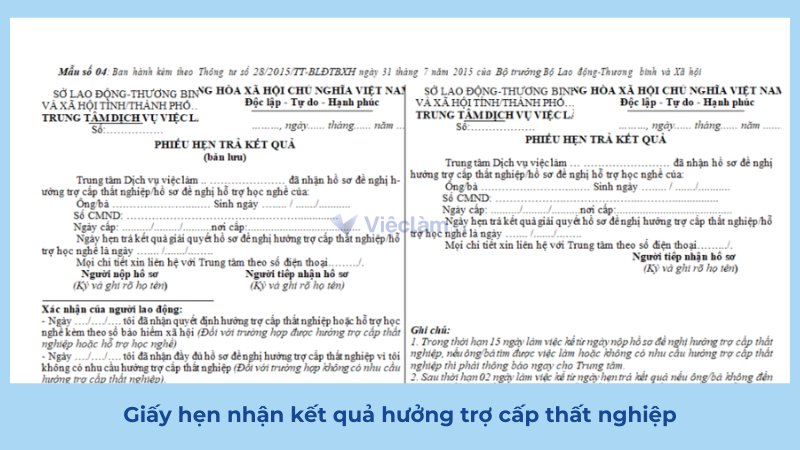 Địa điểm nộp hồ sơ bảo hiểm thất nghiệp tại Quận Gò Vấp, TP HCM Giấy hẹn nhận kết quả hưởng trợ cấp thất nghiệp