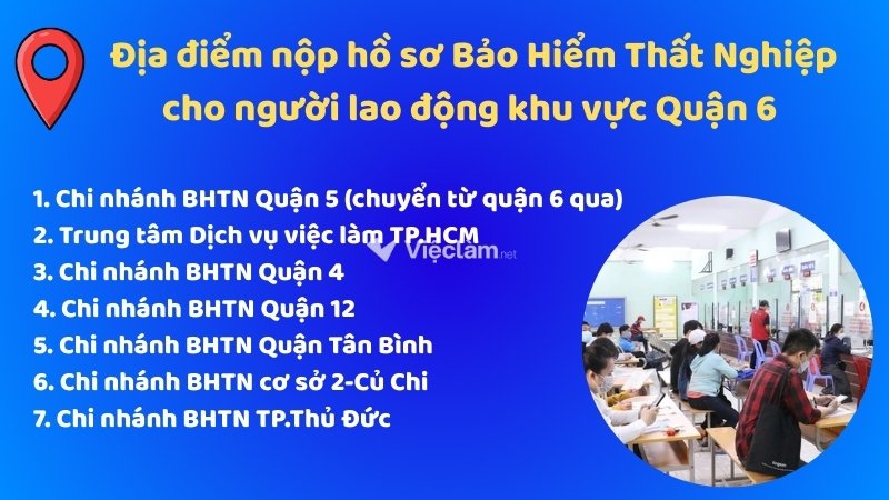Danh sách địa điểm nộp hồ sơ hưởng BHTN cho người lao động Quận 6