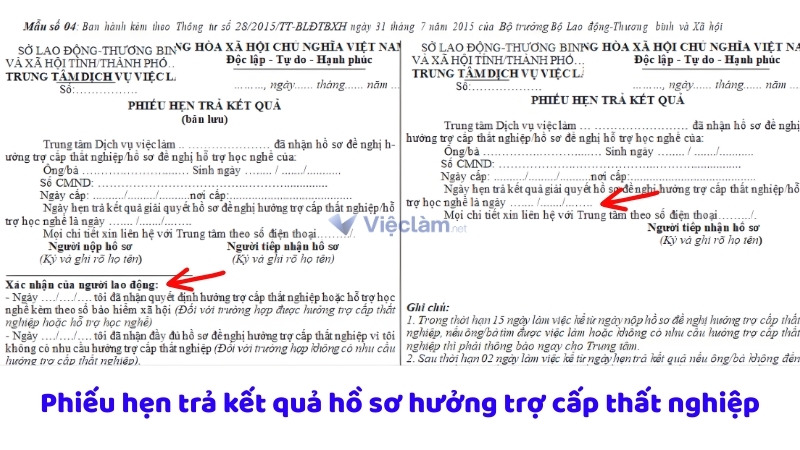 Địa điểm nộp hồ sơ bảo hiểm thất nghiệp tại Quận 7, TP HCM Mẫu phiếu hẹn trả kết quả hồ sơ hưởng trợ cấp thất nghiệp