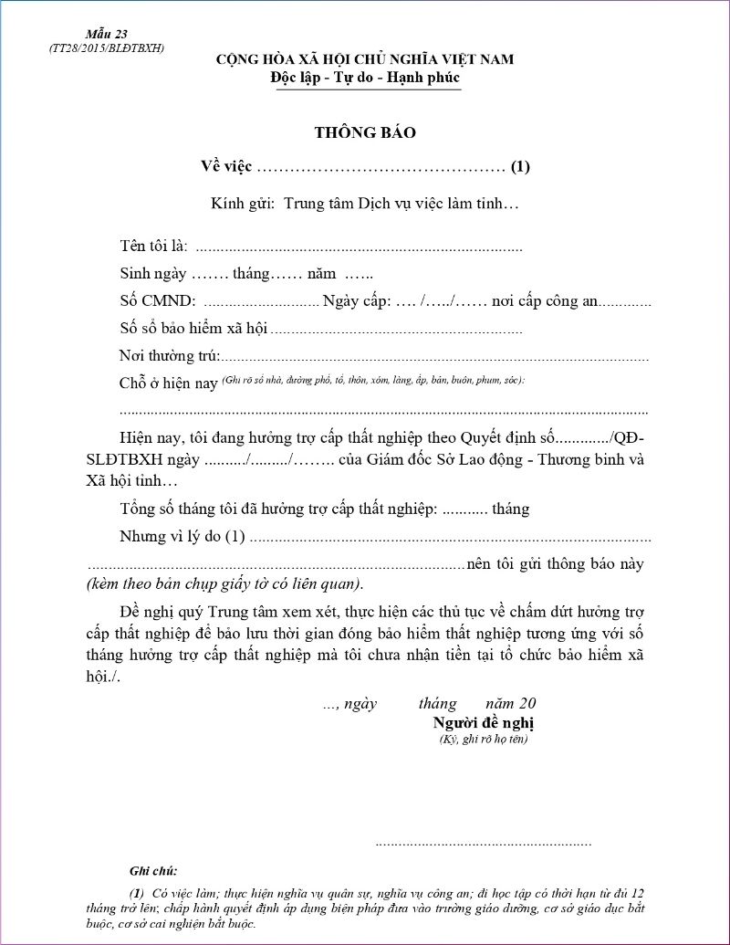 Địa điểm nộp hồ sơ bảo hiểm thất nghiệp tại Quận 8, TP HCM Đơn thông báo về việc tìm kiếm việc làm (Nguồn: Thư viện Pháp luật)