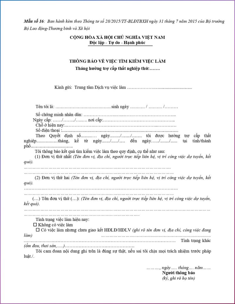 Địa điểm nộp hồ sơ bảo hiểm thất nghiệp tại Quận 8, TP HCM Đơn thông báo chấm dứt hưởng trợ cấp thất nghiệp (Nguồn: Thư viện Pháp luật)