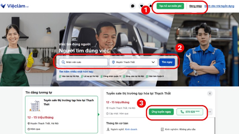 Các bước tìm việc làm huyện Thạch Thất có đóng BHXH đầy đủ tại Vieclam.net