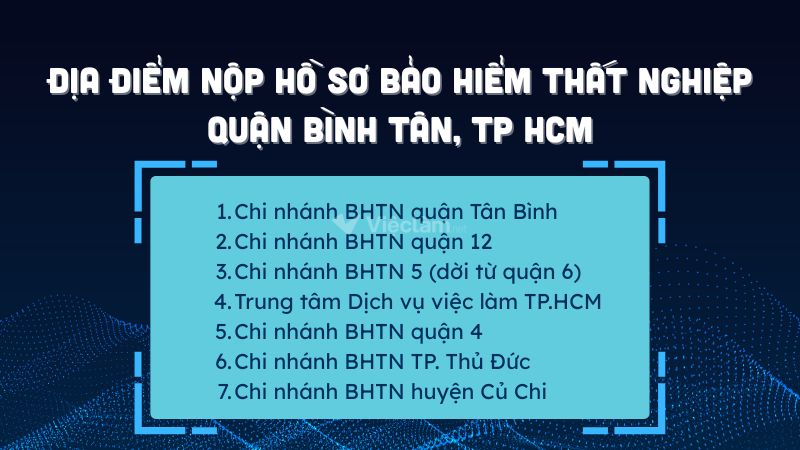 Địa điểm nộp hồ sơ bảo hiểm thất nghiệp Quận Bình Tân, TP HCM Danh sách địa điểm nộp hồ sơ hưởng BHTN cho người lao động Quận Bình Tân